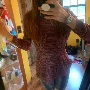 Red Fitted Quarter Sleeve Sweater